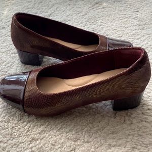 Burgundy Clarks Chartli Diva Pump